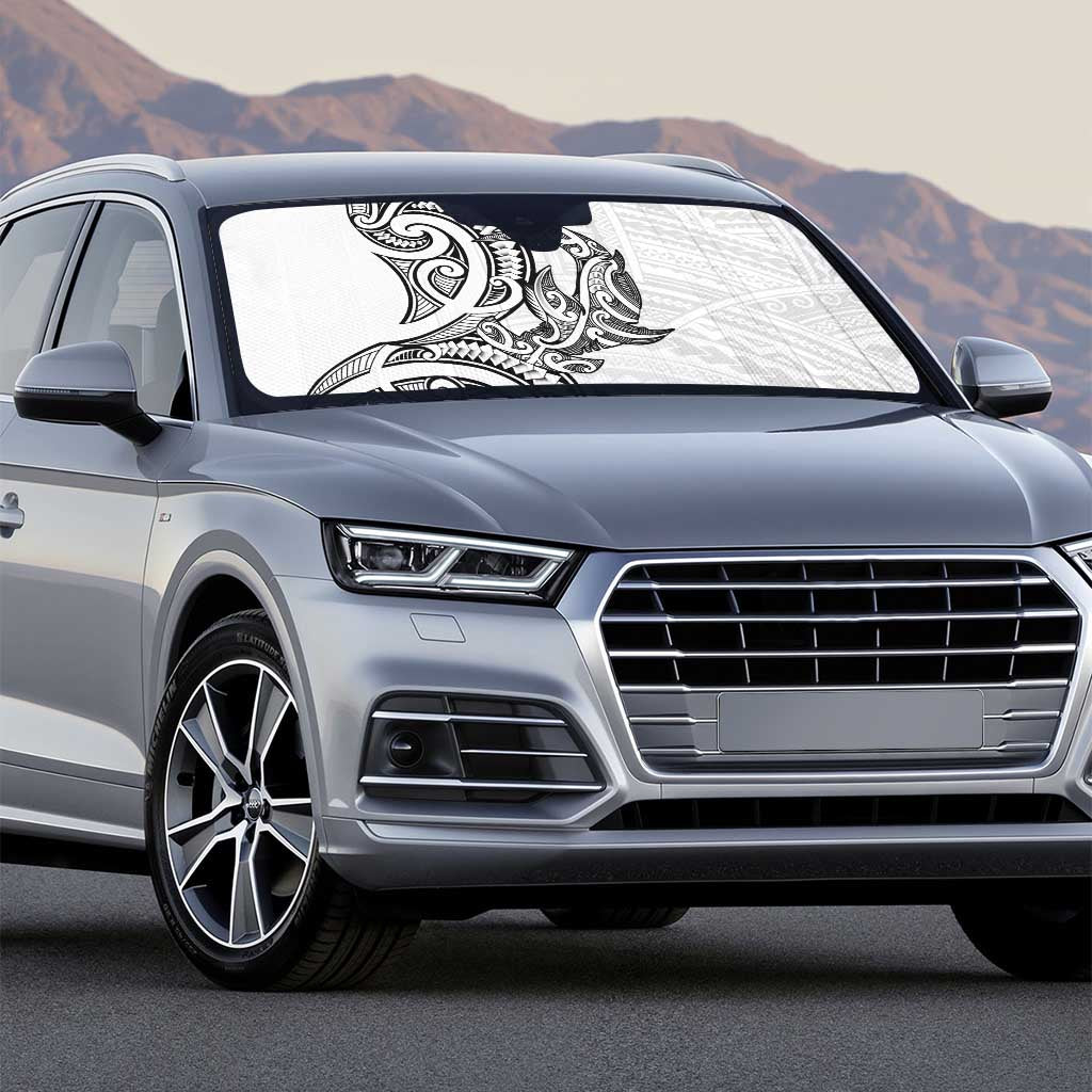 New Zealand Hammerhead Shark Auto Sun Shade Maori Haehae Mangopare White - Polynesian Pride
