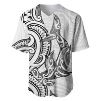 New Zealand Hammerhead Shark Baseball Jersey Maori Haehae Mangopare White LT14 White - Polynesian Pride
