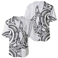 New Zealand Hammerhead Shark Baseball Jersey Maori Haehae Mangopare White LT14 - Polynesian Pride