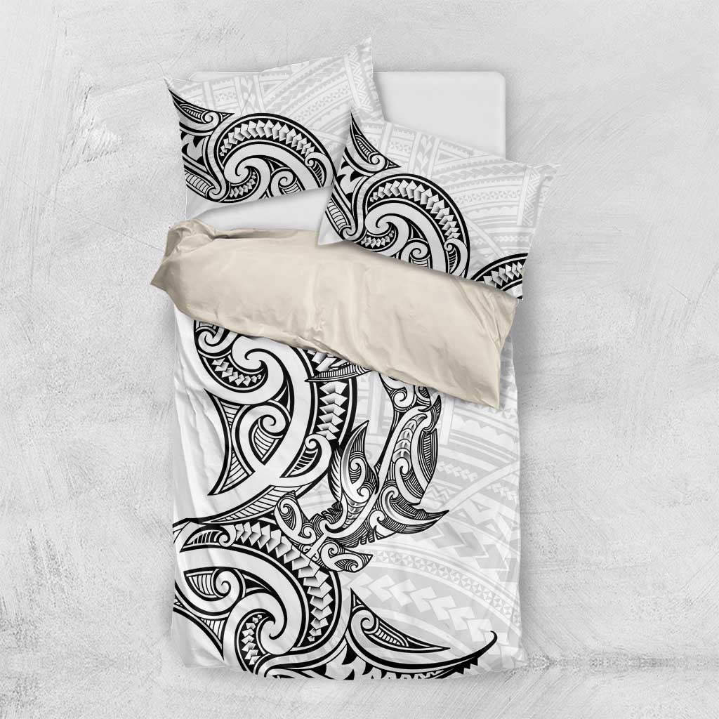 New Zealand Hammerhead Shark Bedding Set Maori Haehae Mangopare White - Polynesian Pride
