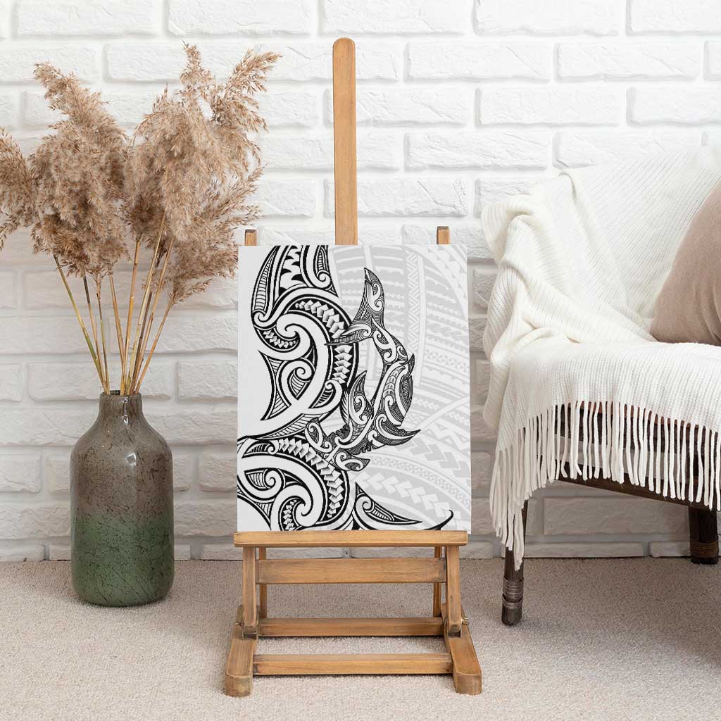 New Zealand Hammerhead Shark Canvas Wall Art Maori Haehae Mangopare White - Polynesian Pride