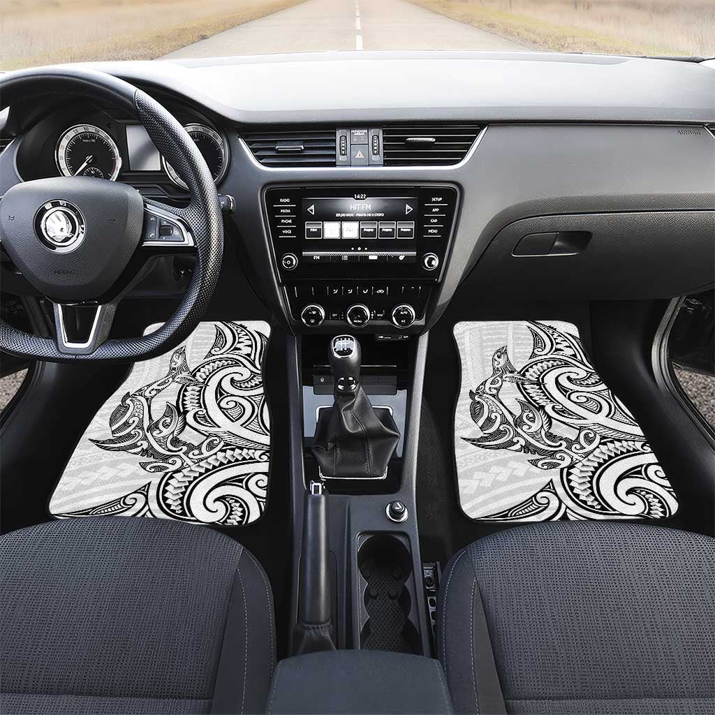 New Zealand Hammerhead Shark Car Mats Maori Haehae Mangopare White - Polynesian Pride