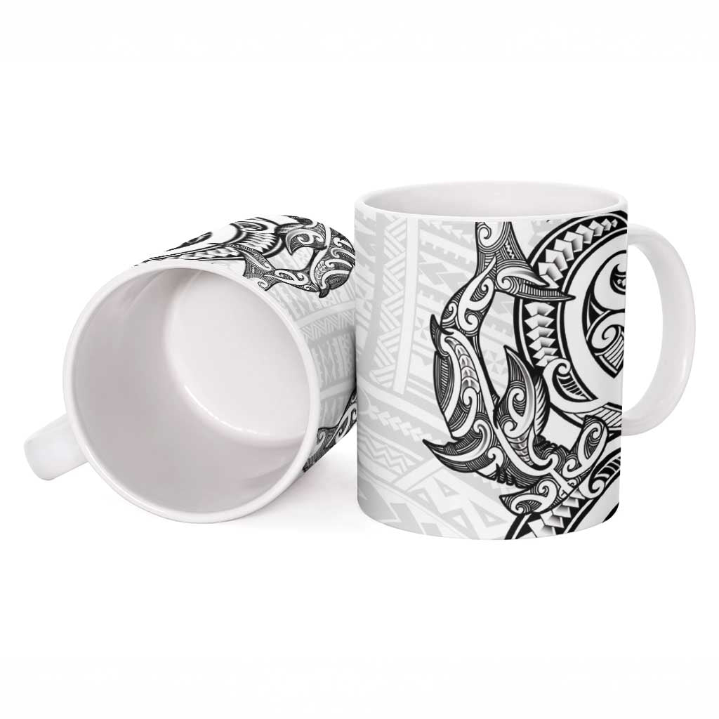 New Zealand Hammerhead Shark Ceramic Mug Maori Haehae Mangopare White - Polynesian Pride