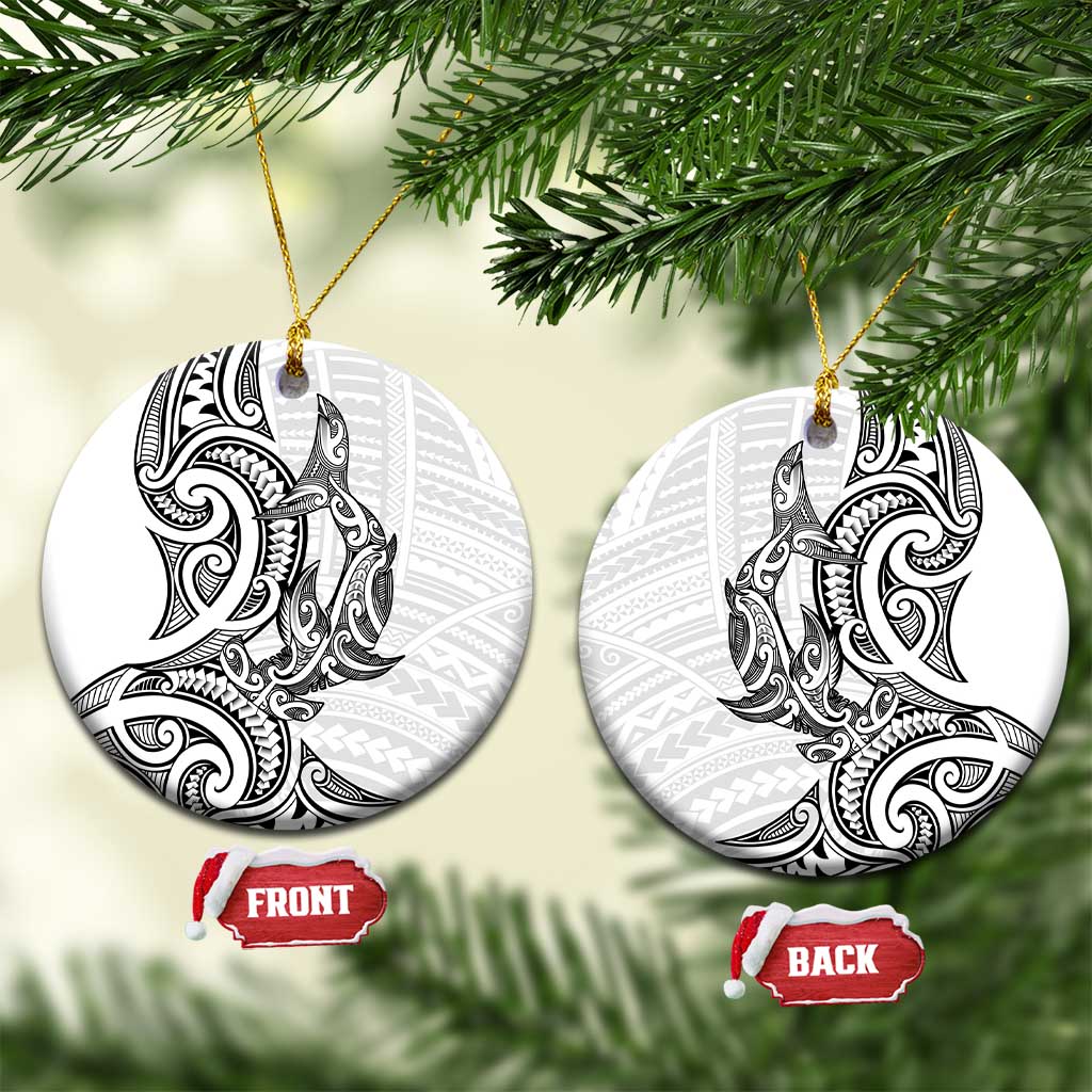 New Zealand Hammerhead Shark Ceramic Ornament Maori Haehae Mangopare White - Polynesian Pride