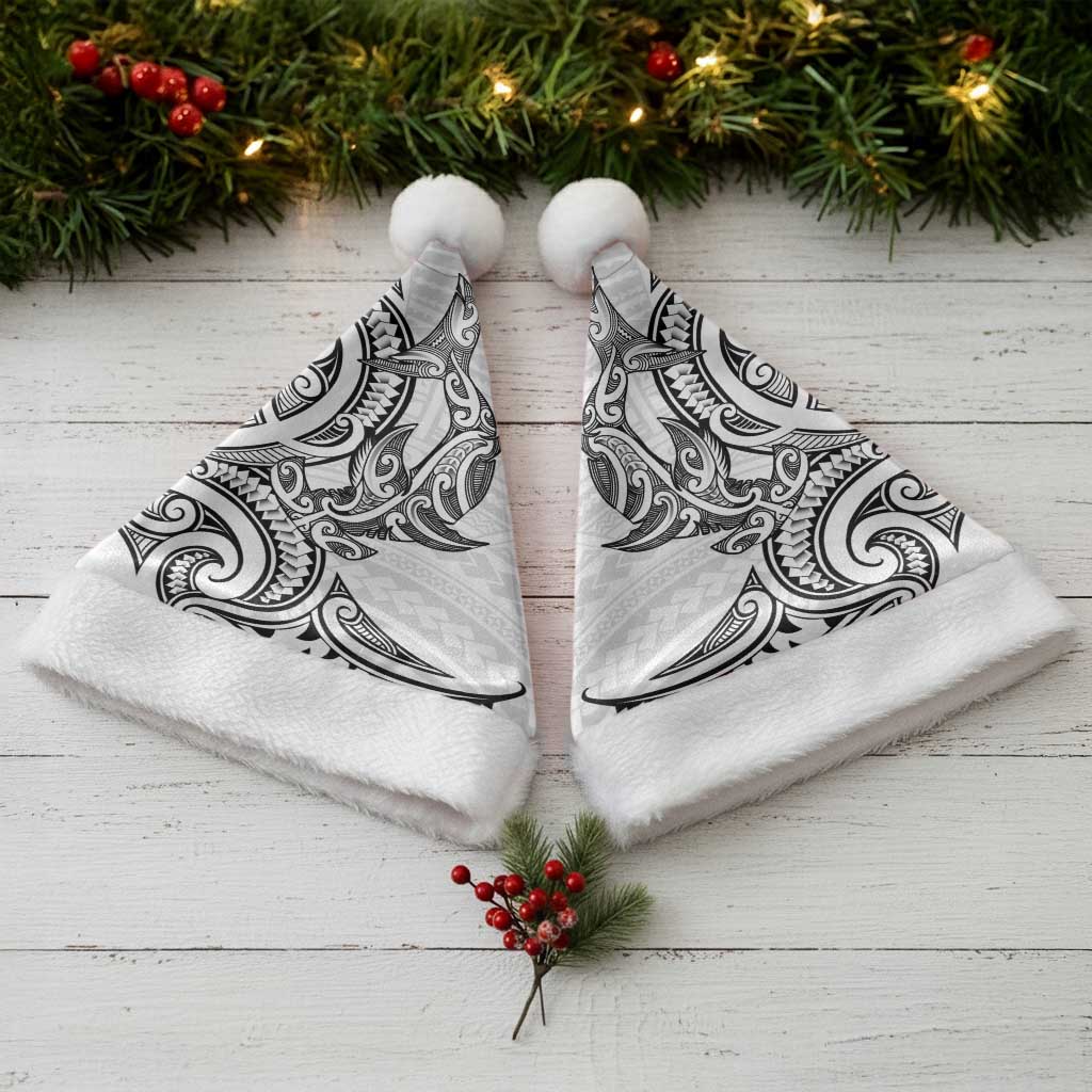 New Zealand Hammerhead Shark Christmas Santa Hat Maori Haehae Mangopare White - Polynesian Pride