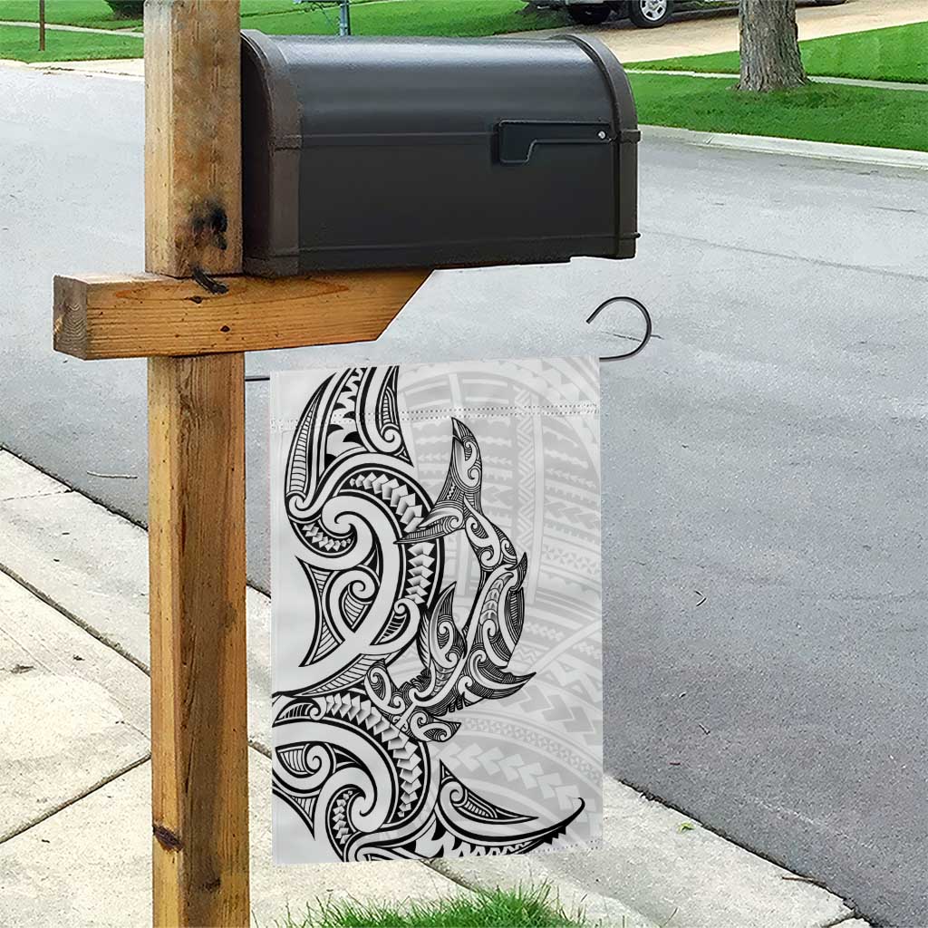 New Zealand Hammerhead Shark Garden Flag Maori Haehae Mangopare White - Polynesian Pride