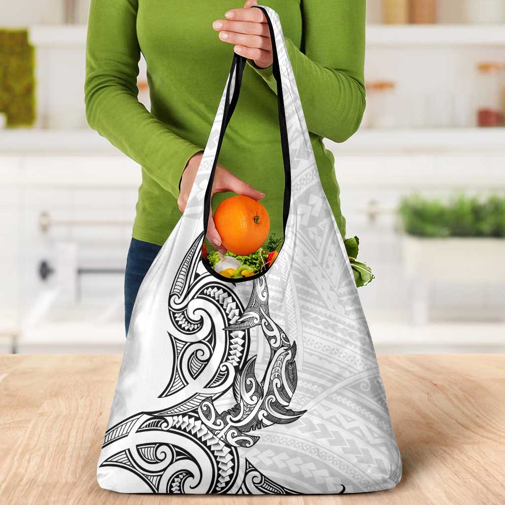 New Zealand Hammerhead Shark Grocery Bag Maori Haehae Mangopare White - Polynesian Pride