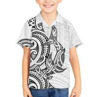 New Zealand Hammerhead Shark Kid Hawaiian Shirt Maori Haehae Mangopare White LT14 Kid White - Polynesian Pride