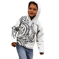 New Zealand Hammerhead Shark Kid Hoodie Maori Haehae Mangopare White - Polynesian Pride