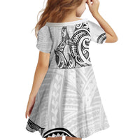 New Zealand Hammerhead Shark Kid Short Sleeve Dress Maori Haehae Mangopare White LT14 - Polynesian Pride