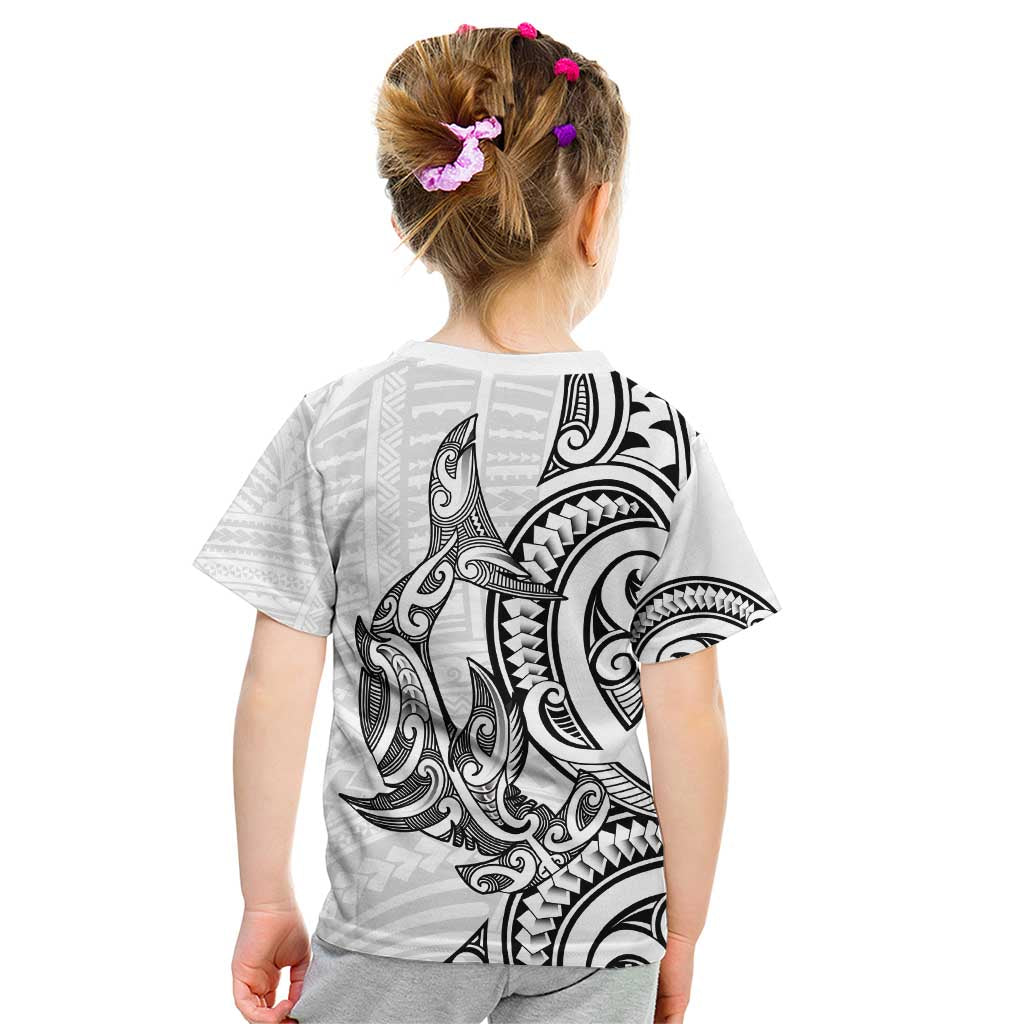New Zealand Hammerhead Shark Kid T Shirt Maori Haehae Mangopare White LT14 - Polynesian Pride