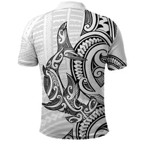 New Zealand Hammerhead Shark Polo Shirt Maori Haehae Mangopare White - Polynesian Pride