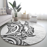 New Zealand Hammerhead Shark Round Carpet Maori Haehae Mangopare White LT14 - Polynesian Pride