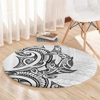 New Zealand Hammerhead Shark Round Carpet Maori Haehae Mangopare White LT14 - Polynesian Pride