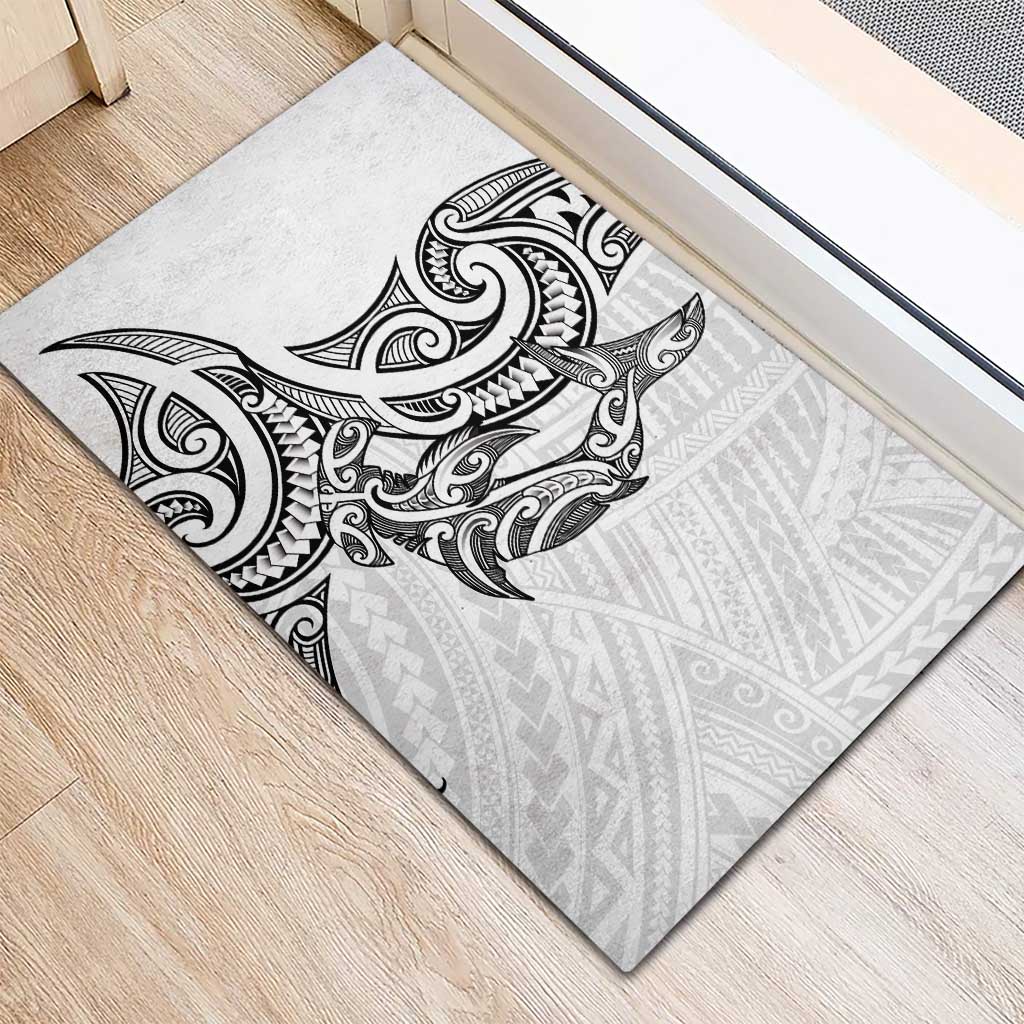New Zealand Hammerhead Shark Rubber Doormat Maori Haehae Mangopare White - Polynesian Pride