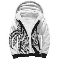 New Zealand Hammerhead Shark Sherpa Hoodie Maori Haehae Mangopare White LT14 Unisex White - Polynesian Pride