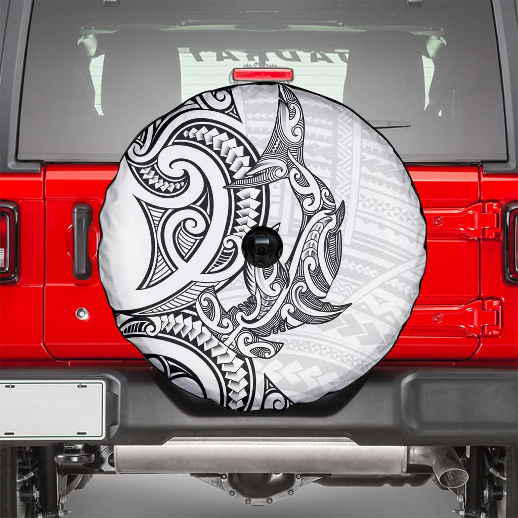 New Zealand Hammerhead Shark Spare Tire Cover Maori Haehae Mangopare White LT14 - Polynesian Pride