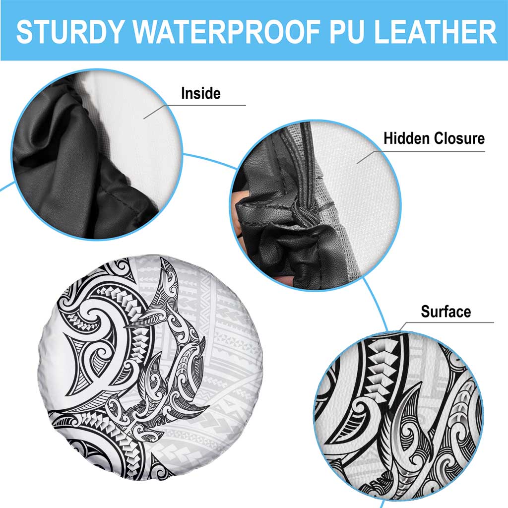 New Zealand Hammerhead Shark Spare Tire Cover Maori Haehae Mangopare White LT14 - Polynesian Pride