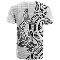 New Zealand Hammerhead Shark T Shirt Maori Haehae Mangopare White - Polynesian Pride
