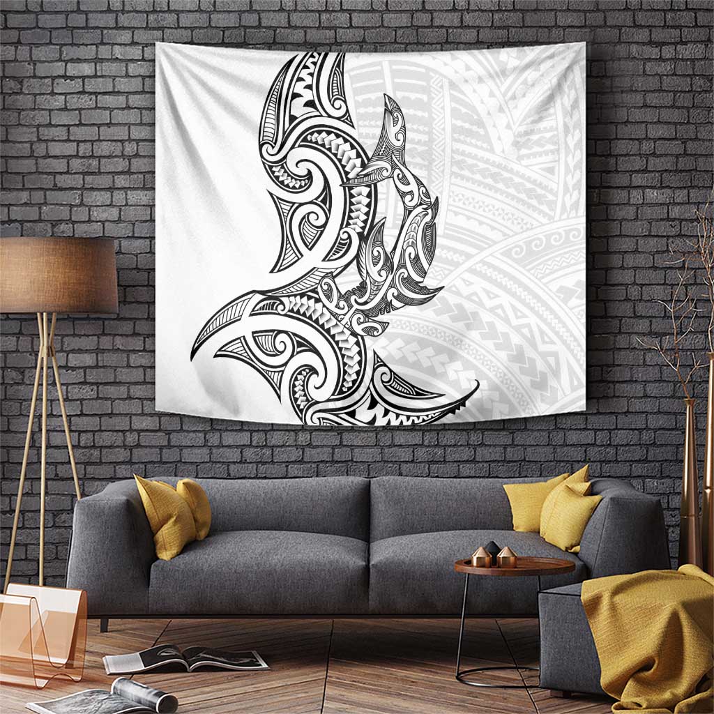 New Zealand Hammerhead Shark Tapestry Maori Haehae Mangopare White LT14 White - Polynesian Pride