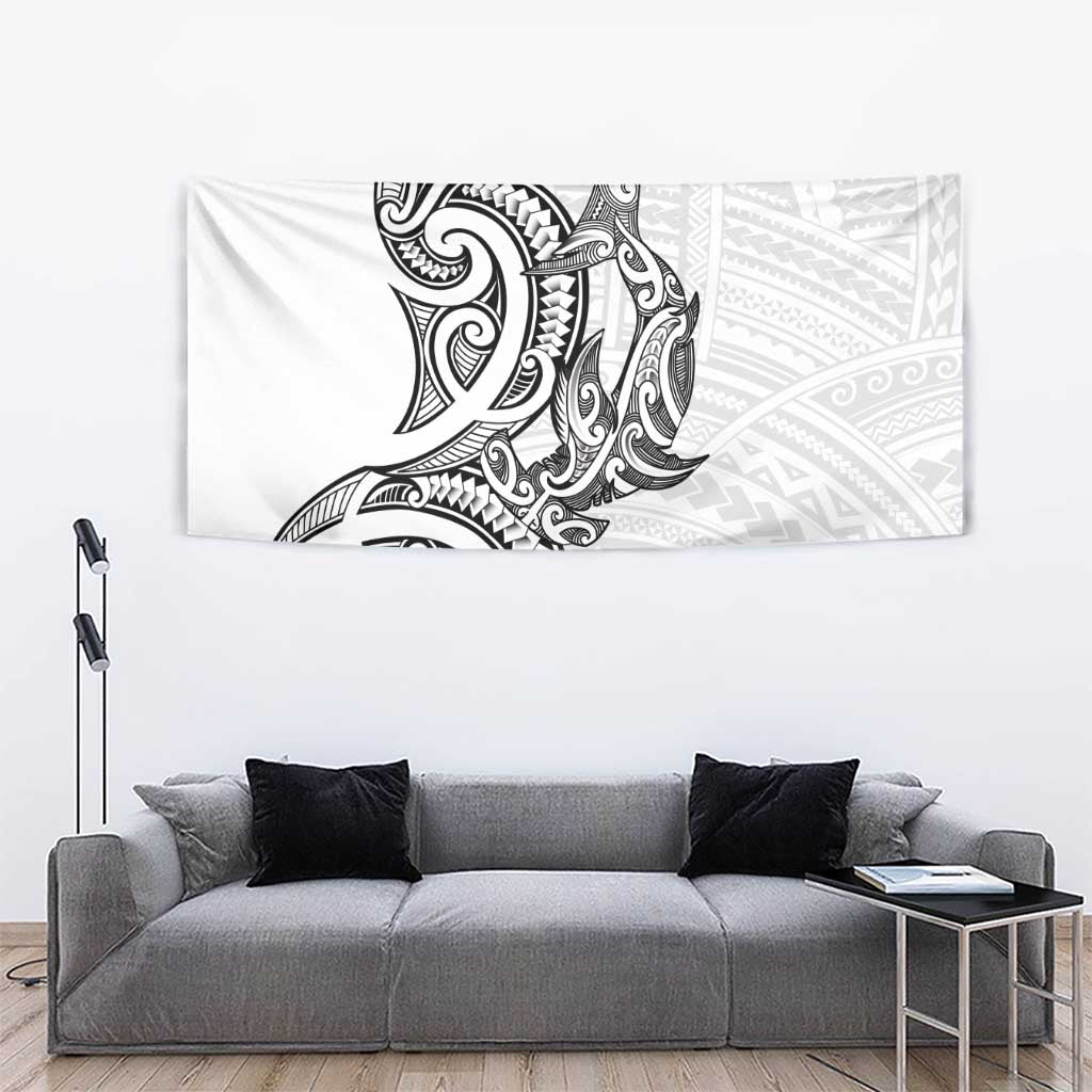 New Zealand Hammerhead Shark Tapestry Maori Haehae Mangopare White LT14 - Polynesian Pride