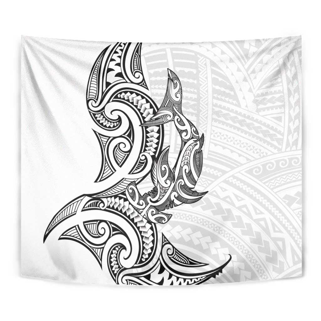 New Zealand Hammerhead Shark Tapestry Maori Haehae Mangopare White LT14 - Polynesian Pride