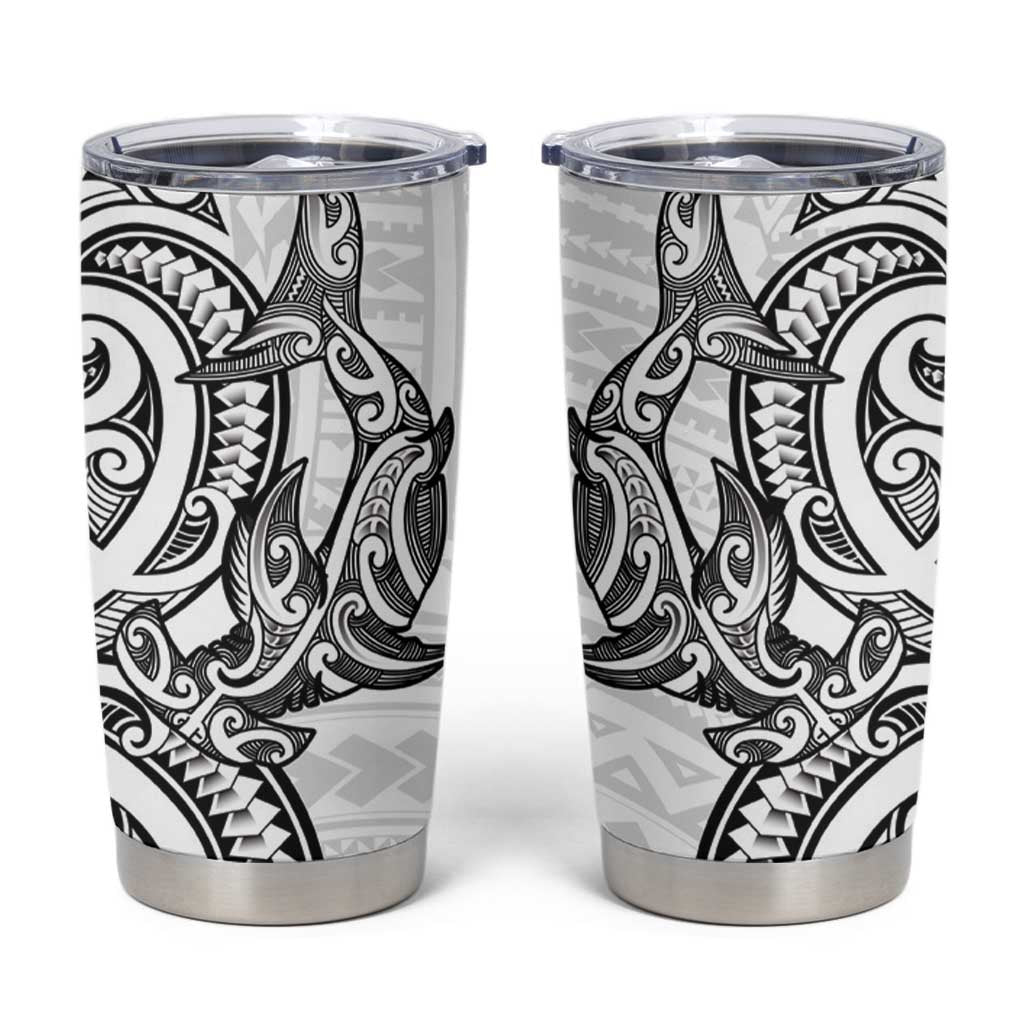 New Zealand Hammerhead Shark Tumbler Cup Maori Haehae Mangopare White - Polynesian Pride