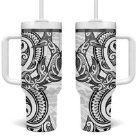 New Zealand Hammerhead Shark Tumbler With Handle Maori Haehae Mangopare White - Polynesian Pride