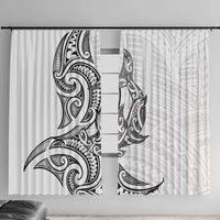 New Zealand Hammerhead Shark Window Curtain Maori Haehae Mangopare White LT14 With Hooks White - Polynesian Pride