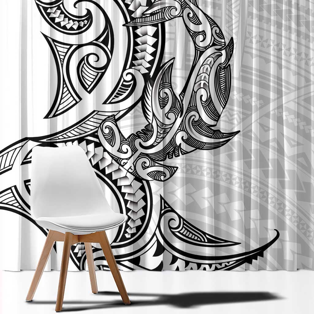 New Zealand Hammerhead Shark Window Curtain Maori Haehae Mangopare White LT14 - Polynesian Pride