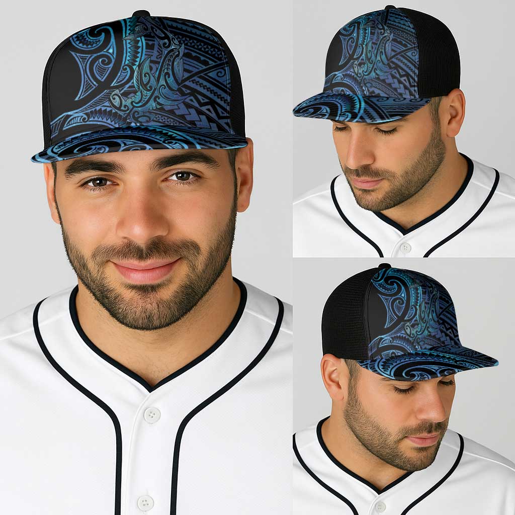 New Zealand Hammerhead Shark Baseball Net Cap Maori Haehae Mangopare Galaxy - Polynesian Pride