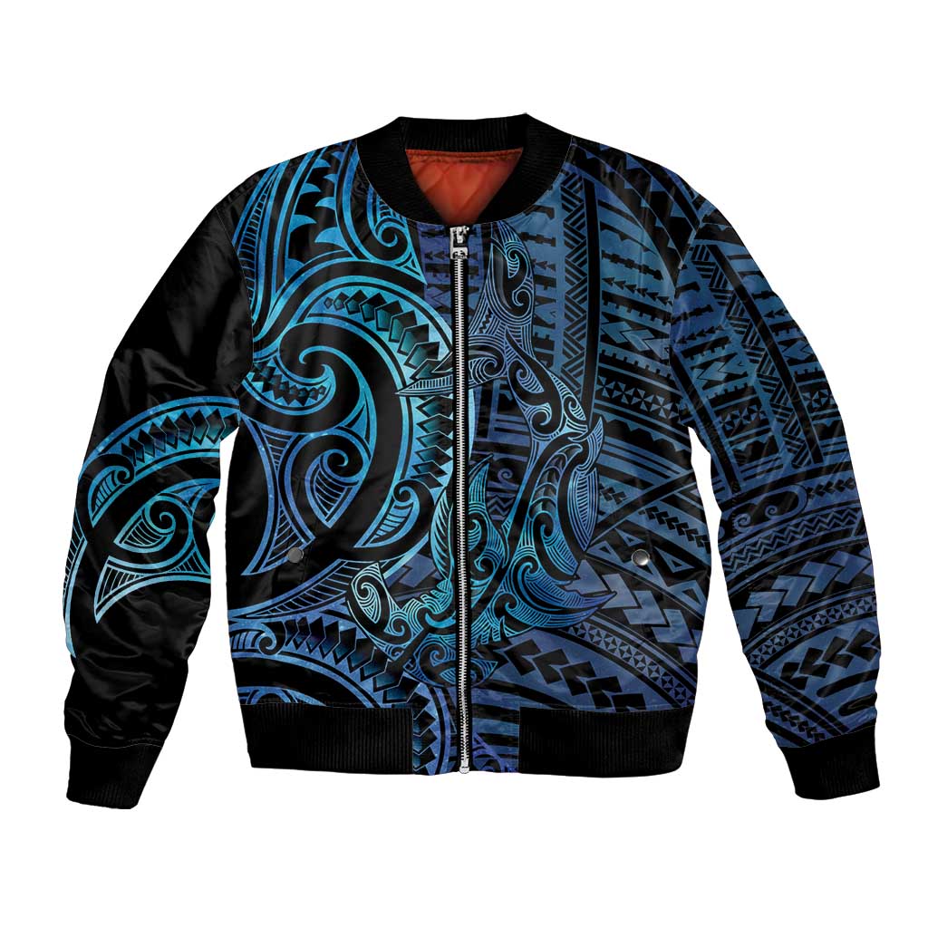 New Zealand Hammerhead Shark Bomber Jacket Maori Haehae Mangopare Galaxy - Polynesian Pride