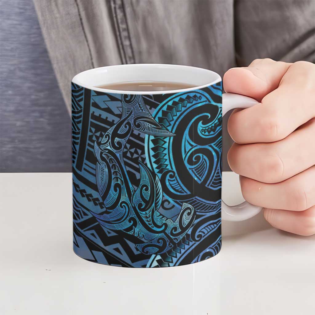 New Zealand Hammerhead Shark Ceramic Mug Maori Haehae Mangopare Galaxy - Polynesian Pride