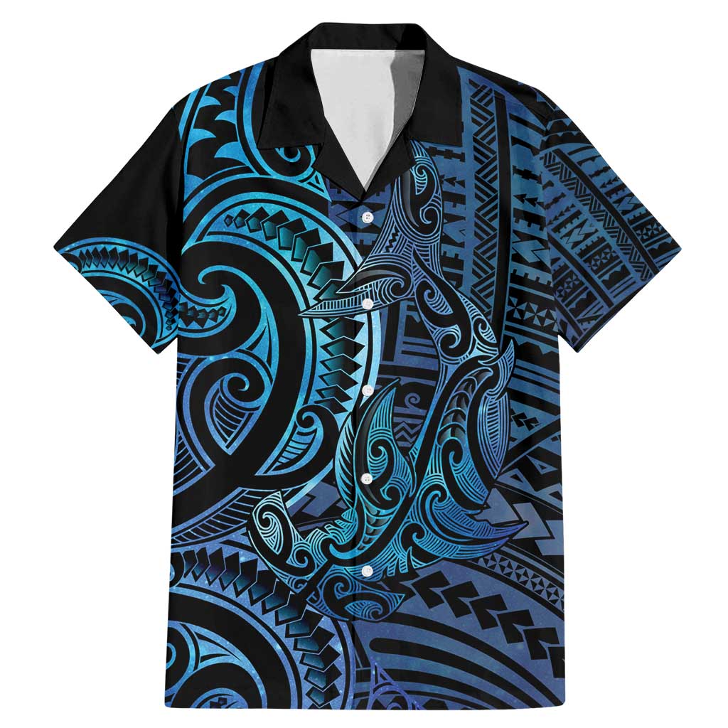 New Zealand Hammerhead Shark Family Matching Mermaid Dress and Hawaiian Shirt Maori Haehae Mangopare Galaxy - Polynesian Pride