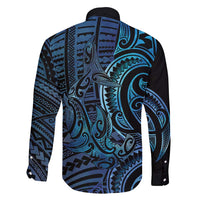 New Zealand Hammerhead Shark Family Matching Off Shoulder Maxi Dress and Hawaiian Shirt Maori Haehae Mangopare Galaxy - Polynesian Pride