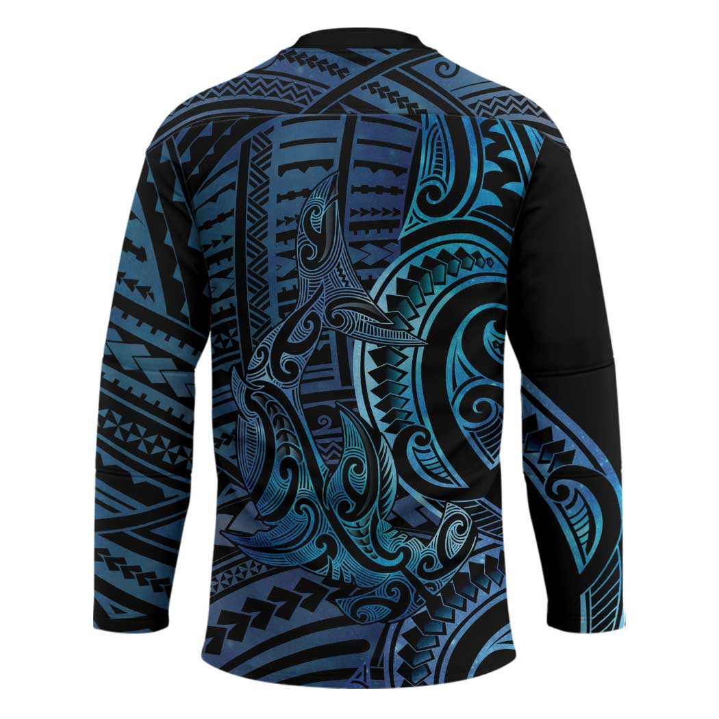 New Zealand Hammerhead Shark Hockey Jersey Maori Haehae Mangopare Galaxy LT14 - Polynesian Pride