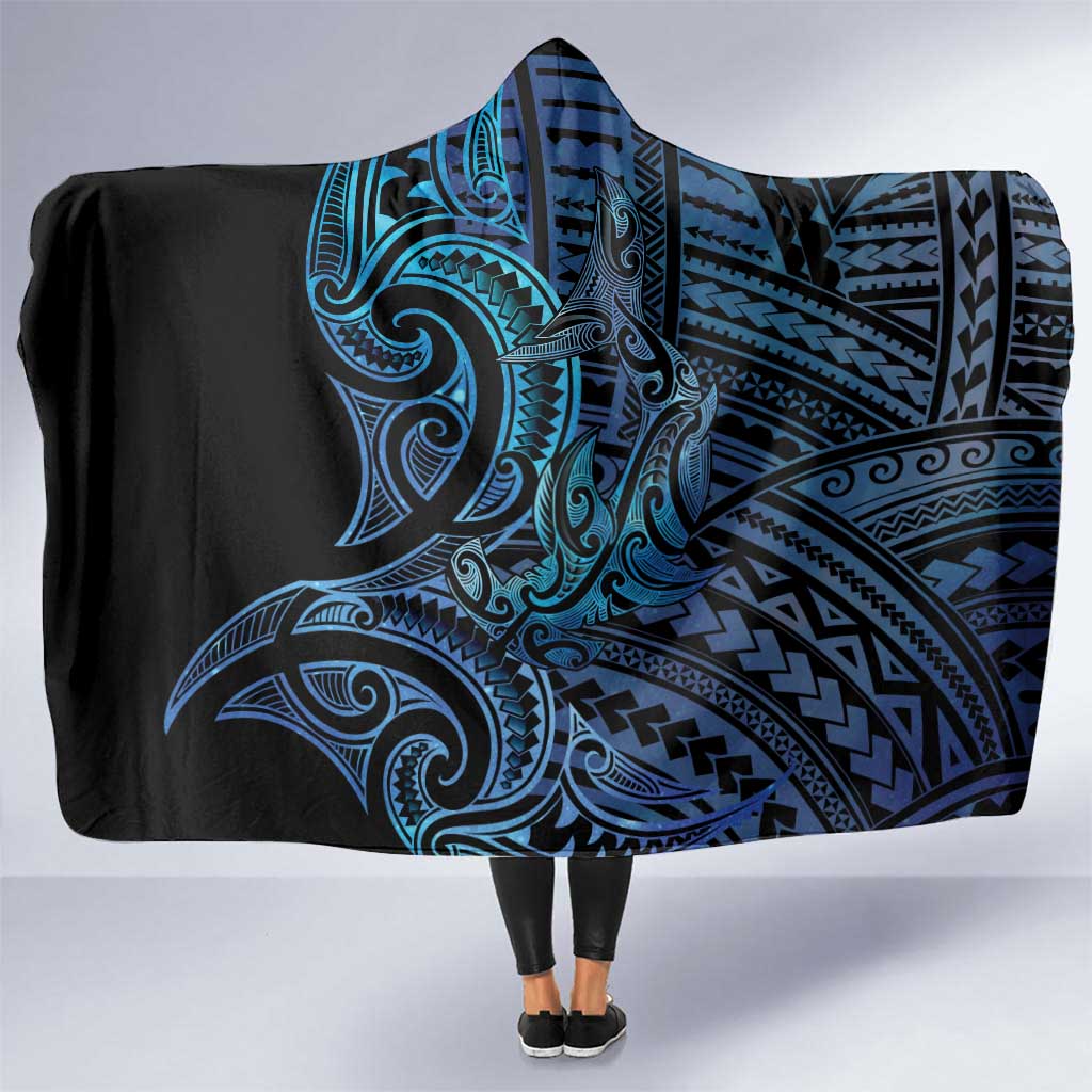 New Zealand Hammerhead Shark Hooded Blanket Maori Haehae Mangopare Galaxy - Polynesian Pride
