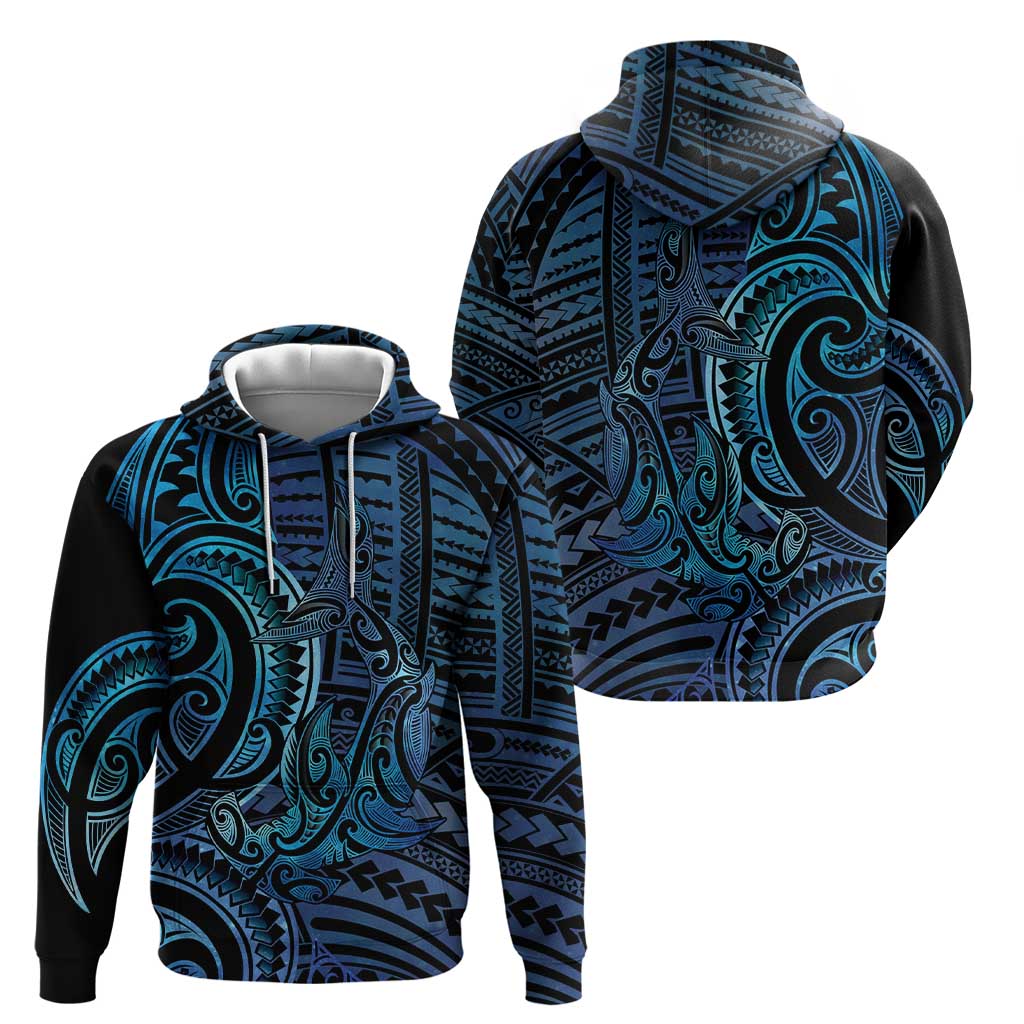 New Zealand Hammerhead Shark Hoodie Maori Haehae Mangopare Galaxy - Polynesian Pride