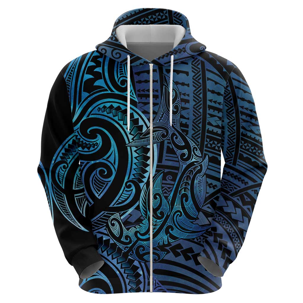 New Zealand Hammerhead Shark Hoodie Maori Haehae Mangopare Galaxy - Polynesian Pride