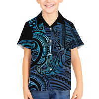New Zealand Hammerhead Shark Kid Hawaiian Shirt Maori Haehae Mangopare Galaxy LT14 Kid Blue - Polynesian Pride