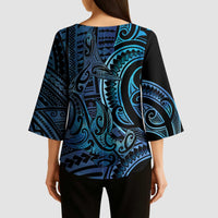 New Zealand Hammerhead Shark Kimono Sleeve Blouse Maori Haehae Mangopare Galaxy - Polynesian Pride