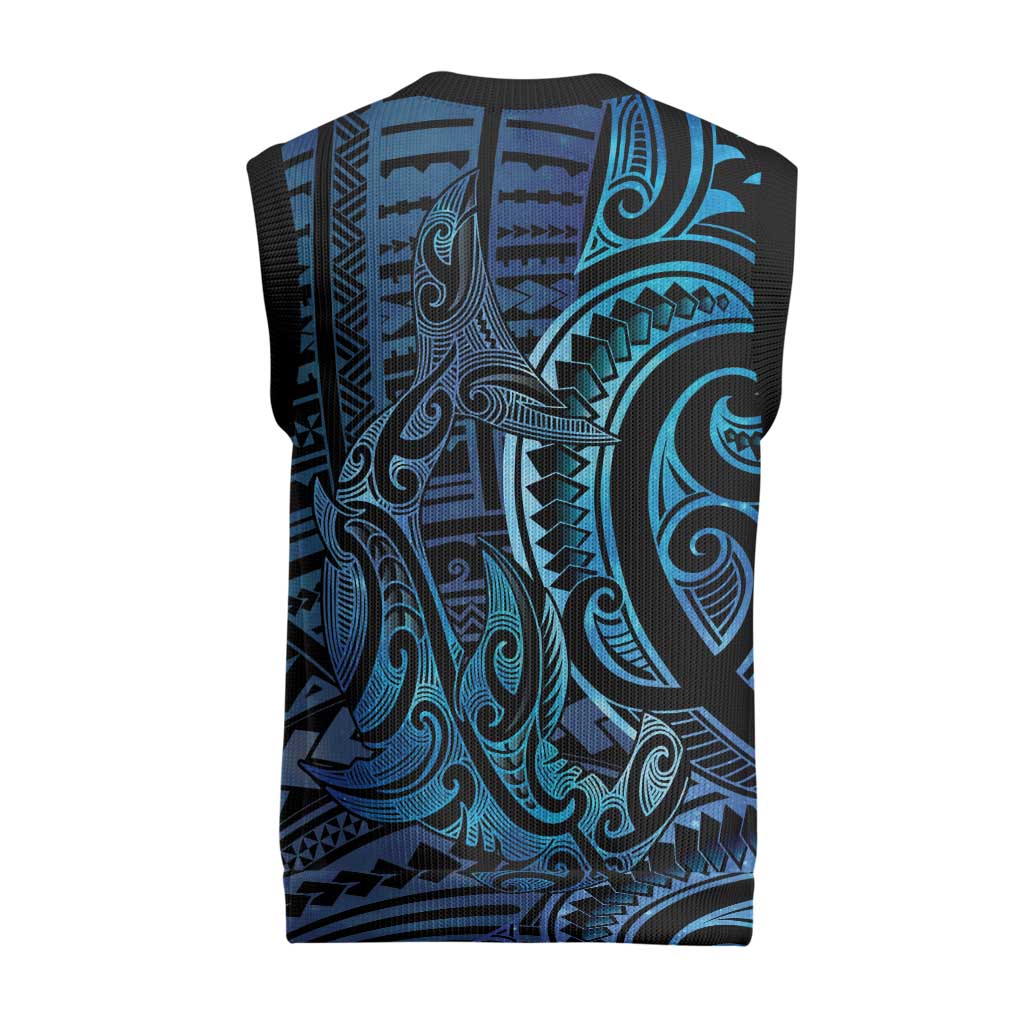 New Zealand Hammerhead Shark Christmas Knitted V-Neck Vest Maori Haehae Mangopare Galaxy - Polynesian Pride