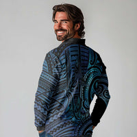 New Zealand Hammerhead Shark Long Sleeve Polo Shirt Maori Haehae Mangopare Galaxy - Polynesian Pride
