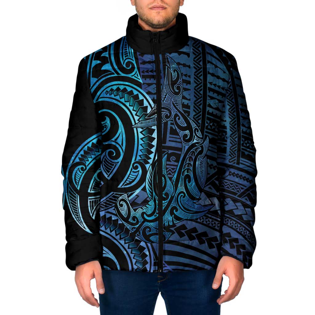 New Zealand Hammerhead Shark Padded Jacket Maori Haehae Mangopare Galaxy - Polynesian Pride