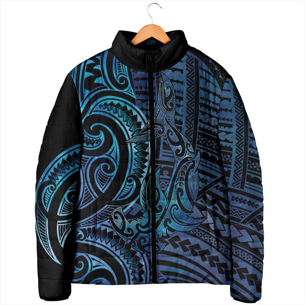 New Zealand Hammerhead Shark Padded Jacket Maori Haehae Mangopare Galaxy - Polynesian Pride