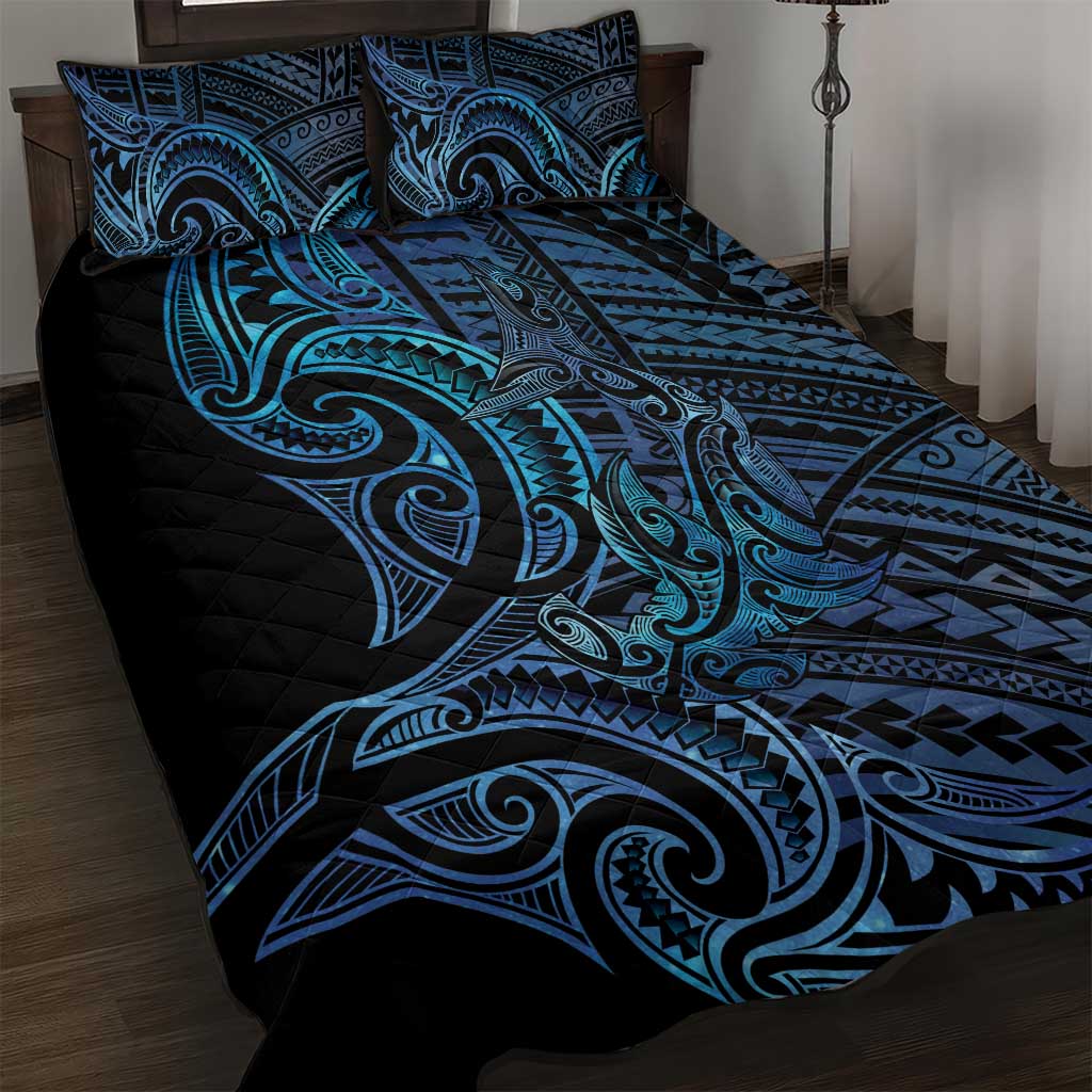 New Zealand Hammerhead Shark Quilt Bed Set Maori Haehae Mangopare Galaxy - Polynesian Pride