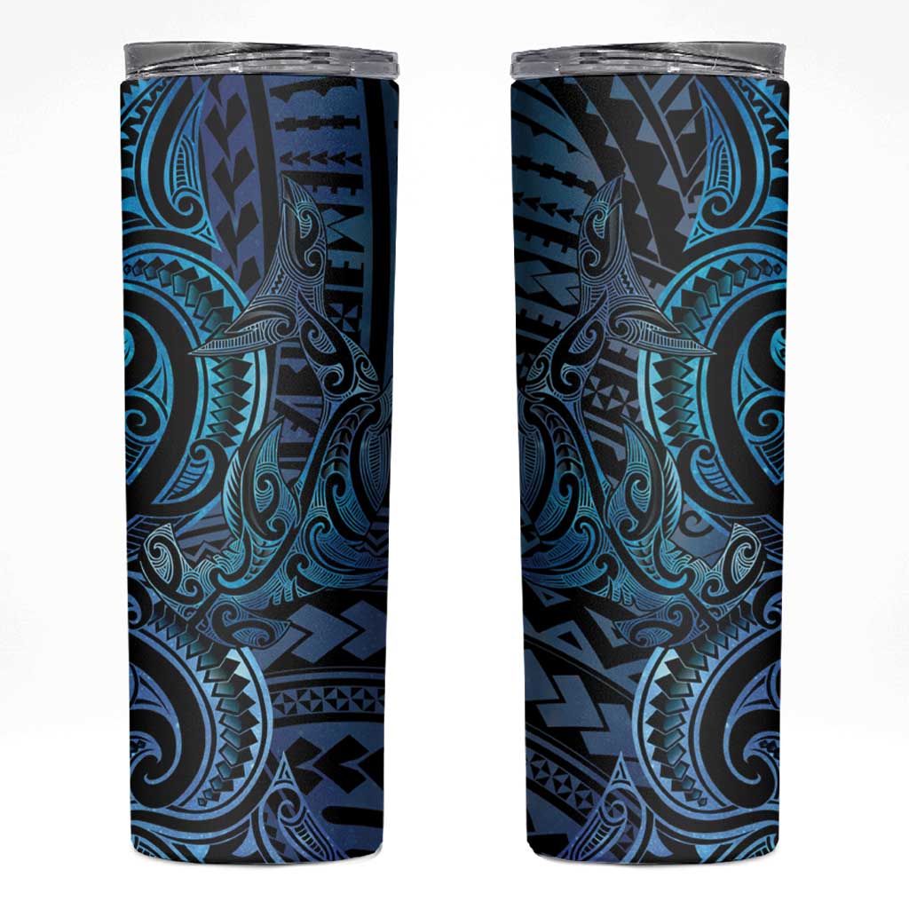 New Zealand Hammerhead Shark Skinny Tumbler Maori Haehae Mangopare Galaxy - Polynesian Pride