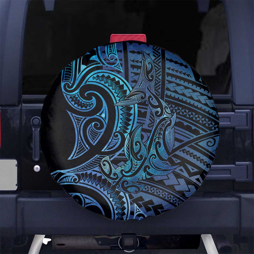 New Zealand Hammerhead Shark Spare Tire Cover Maori Haehae Mangopare Galaxy LT14 No hole Blue - Polynesian Pride