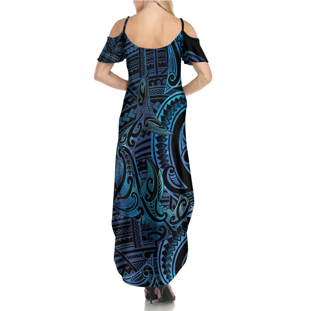 New Zealand Hammerhead Shark Summer Maxi Dress Maori Haehae Mangopare Galaxy LT14 - Polynesian Pride