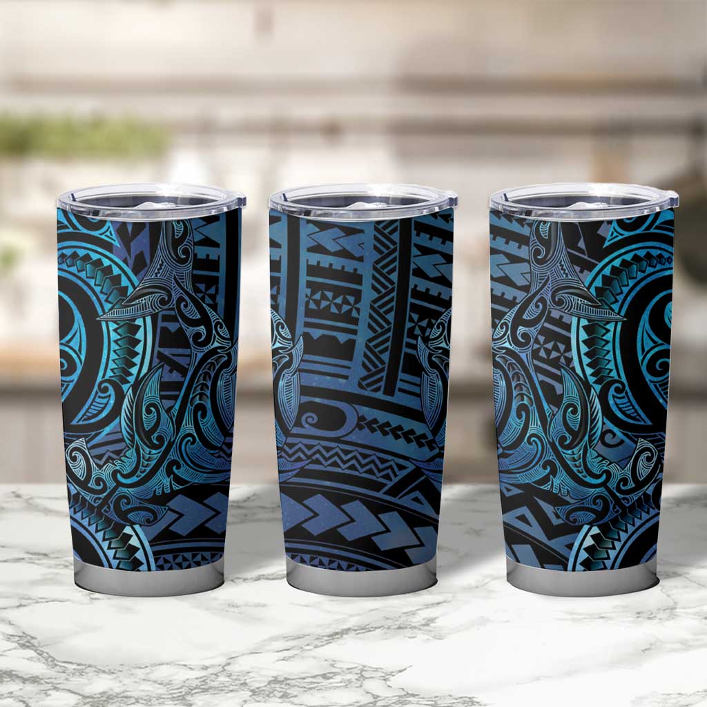 New Zealand Hammerhead Shark Tumbler Cup Maori Haehae Mangopare Galaxy - Polynesian Pride